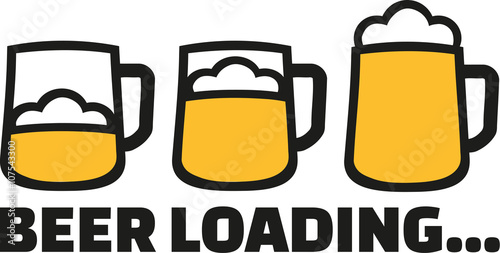 Beer Loading with three mugs and foam