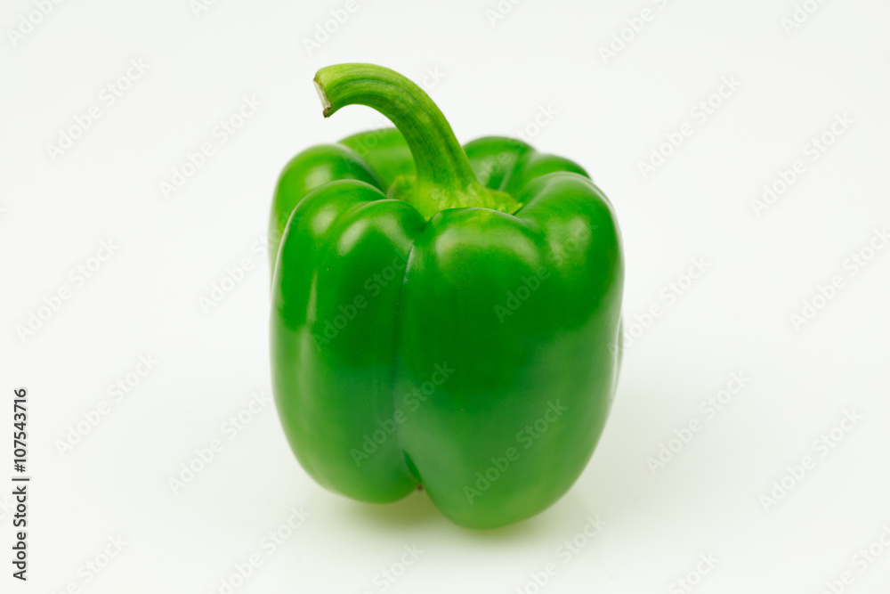 Green bell pepper, on white background. Green bell pepper, on white background.