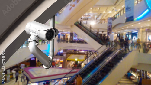 CCTV camera or surveillance system on shopping mall