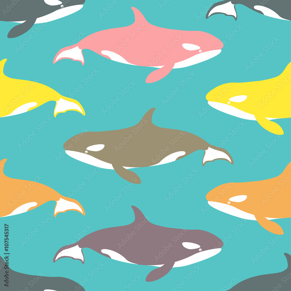Obraz premium Seamless pattern with killer whales.