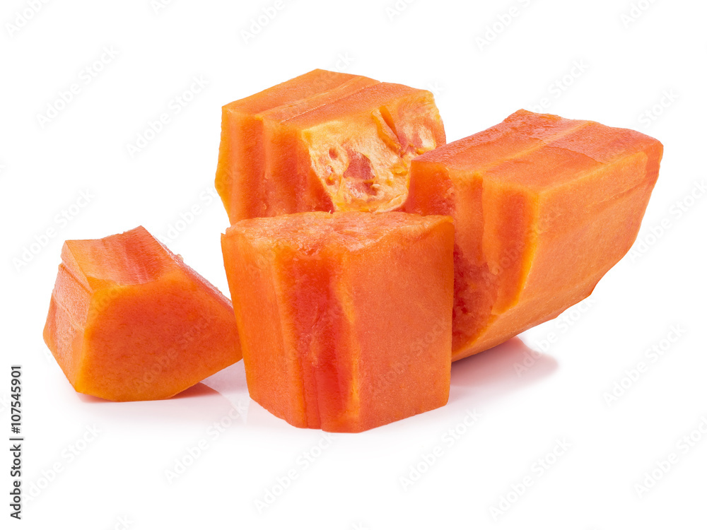 ripe papaya fruit sliced in pieces ripe papaya fruit sliced in pieces