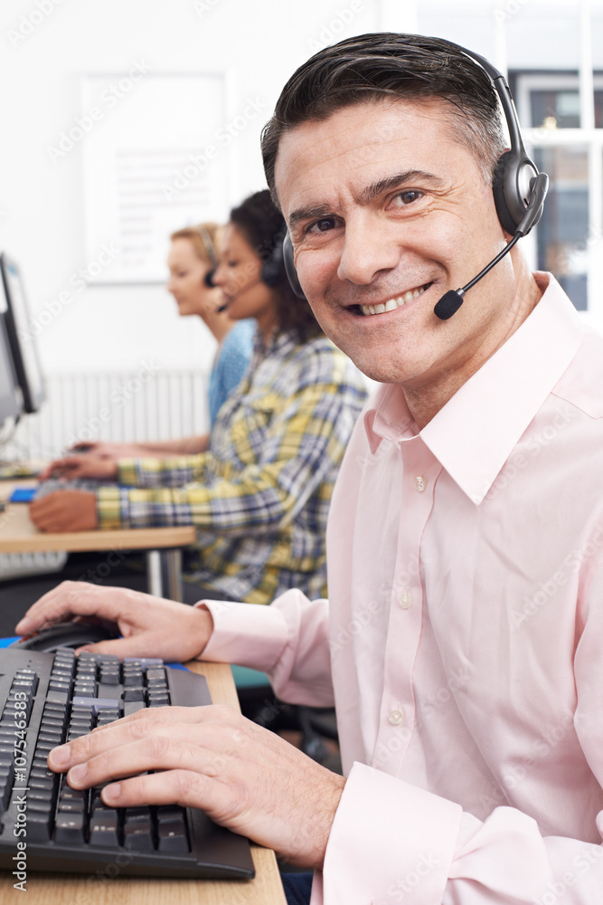 Male Customer Services Agent In Call Centre Male Customer Services Agent In Call Centre