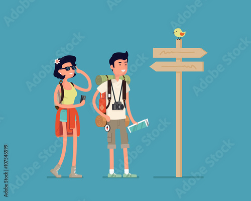 a boy and a girl traveling