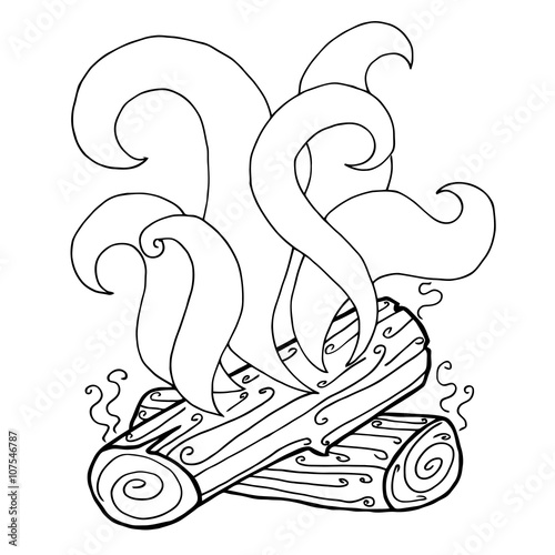 Fire vector. Coloring fire. Outline of the fire.