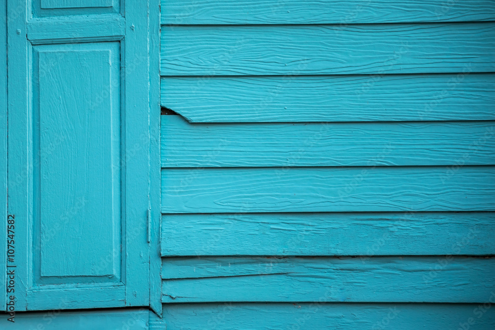 Close up some part in the old wooden house Painted bright blue Close up some part in the old wooden house Painted bright blue