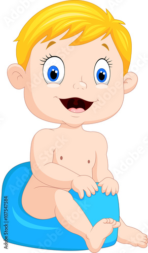 Cartoon boy sitting on the potty