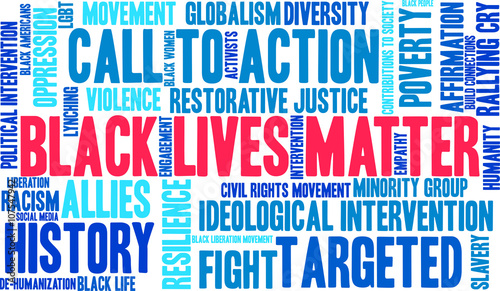 Black Lives Matter Word Cloud on a white background. 