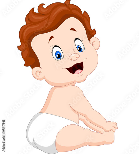 Cartoon Cute baby sitting