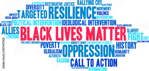 Black Lives Matter Word Cloud on a white background. 