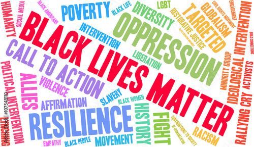 Black Lives Matter Word Cloud on a white background. 