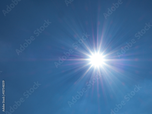 abstract lens flare on the blue color