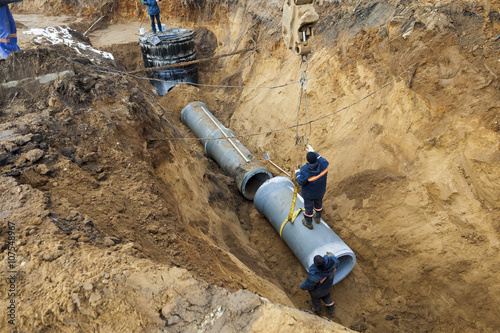 sewer pipe in the trench