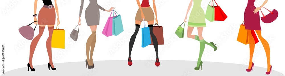female models and shopping bags