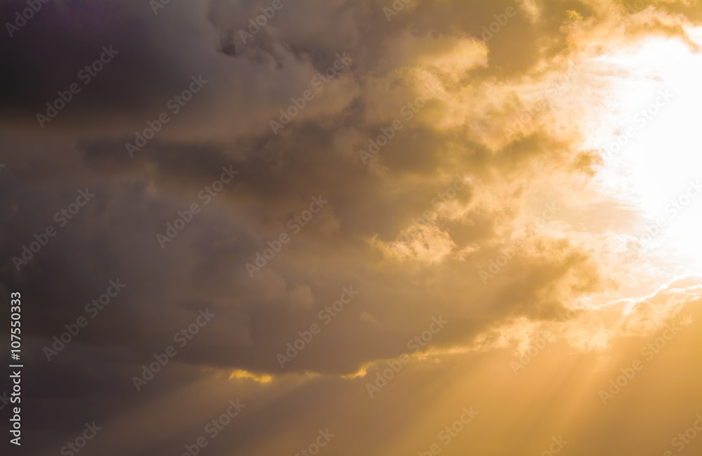 Dramatic Light with Sun Rays and Heavy Clouds