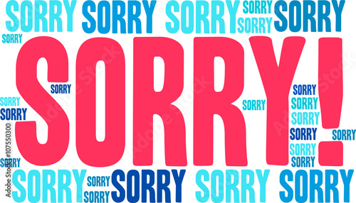 Sorry word cloud on a white background.