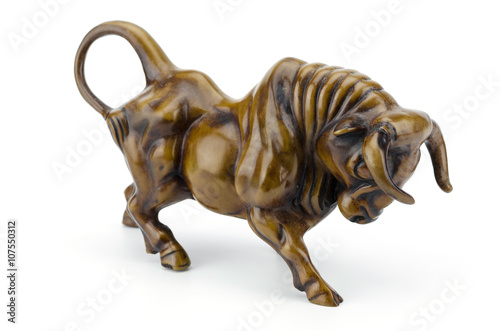 bull sculpture isolated on white background clipping path