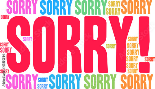 Sorry word cloud on a white background. 