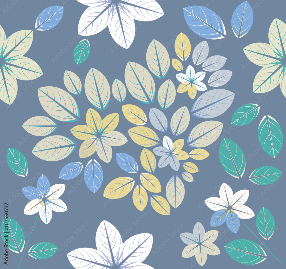 Stylish pattern with flowers and hearts