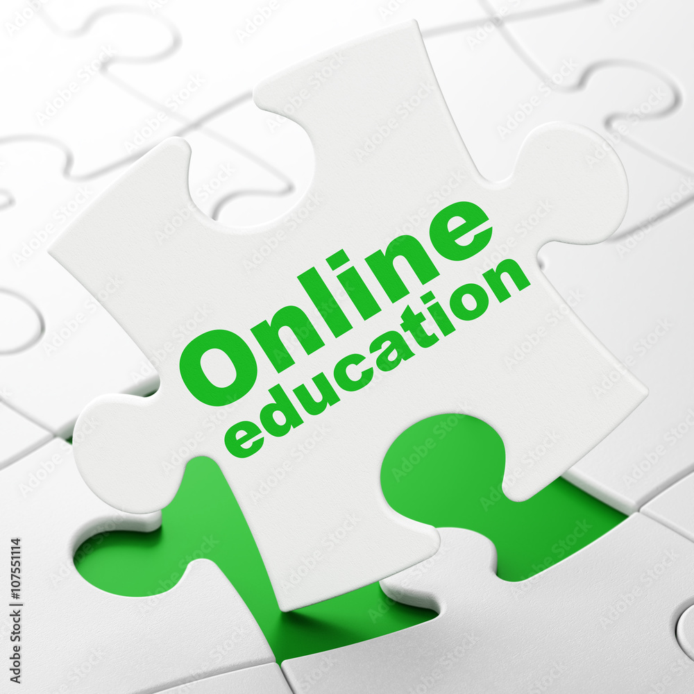 Education concept: Online Education on puzzle background Education concept: Online Education on puzzle background