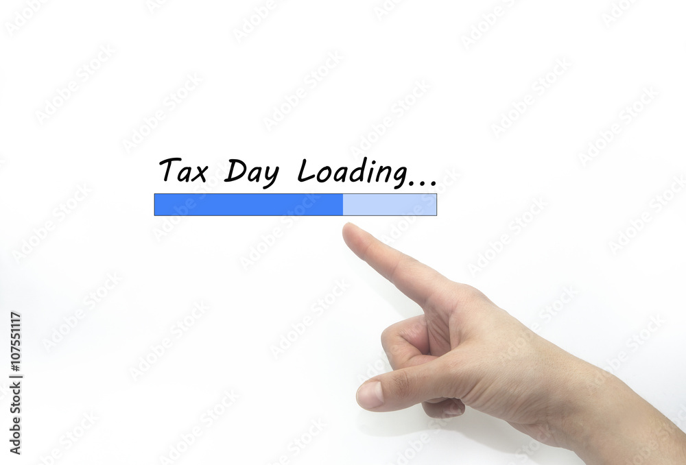 tax day loading Progress bar design with hand, business style concept. isolated on white tax day loading Progress bar design with hand, business style concept. isolated on white