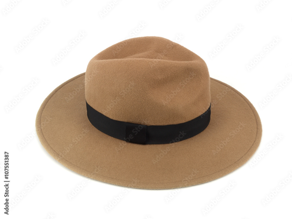 Brown straw hat isolated on white background clipping path