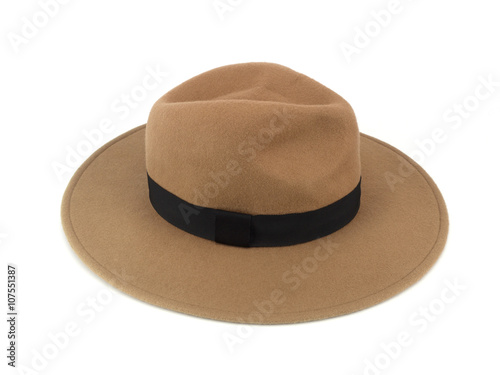 Brown straw hat isolated on white background clipping path