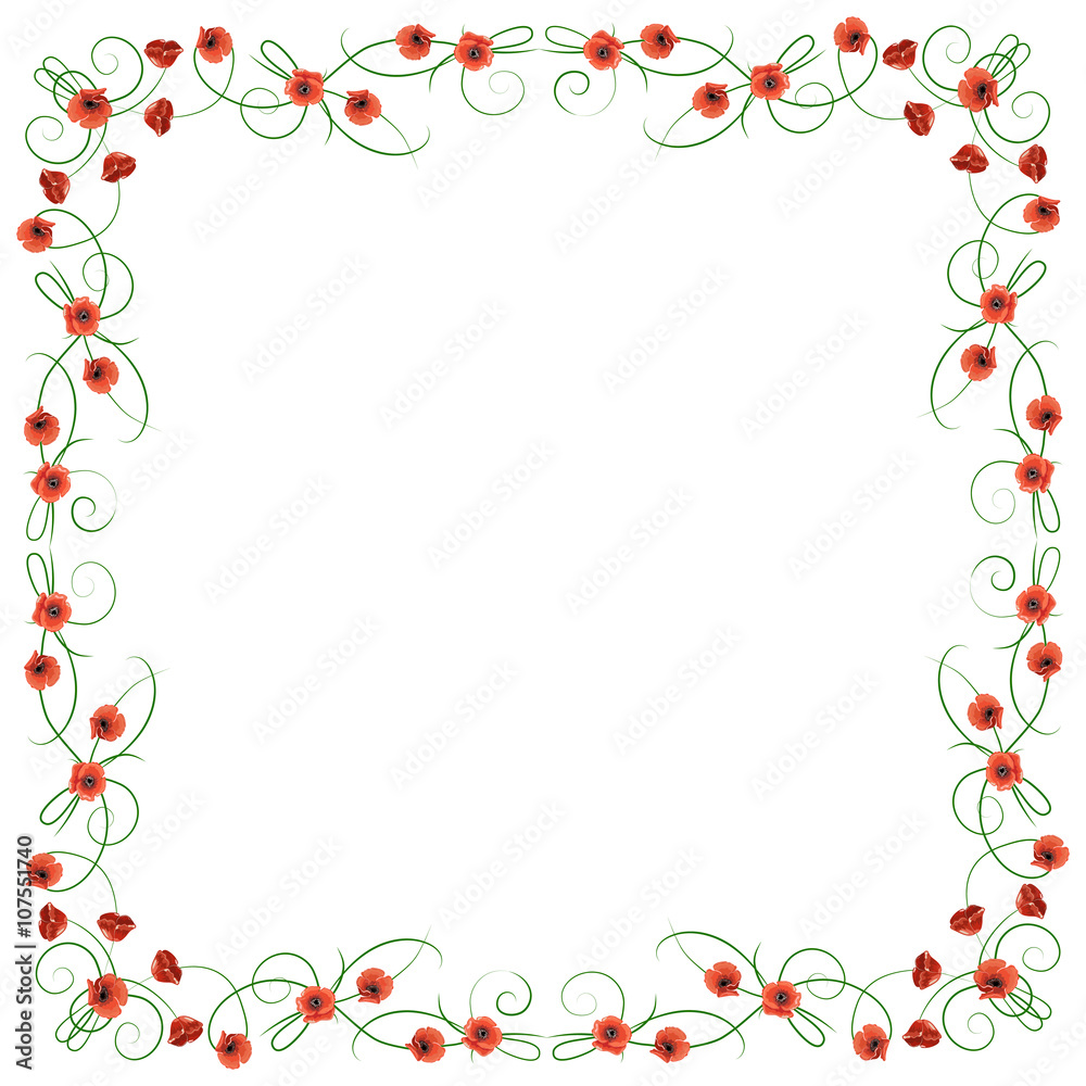 Delicate frame with red poppies Delicate frame with red poppies