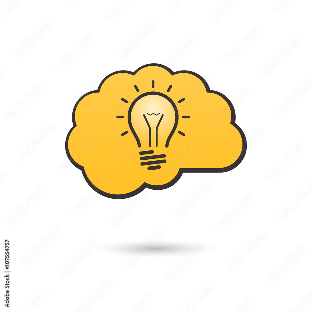 Vector brain icon with light bulb. Business idea concept. Vector brain icon with light bulb. Business idea concept.