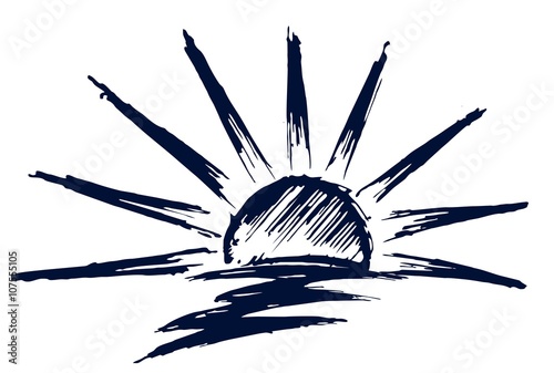 Drawing of sun and sea.