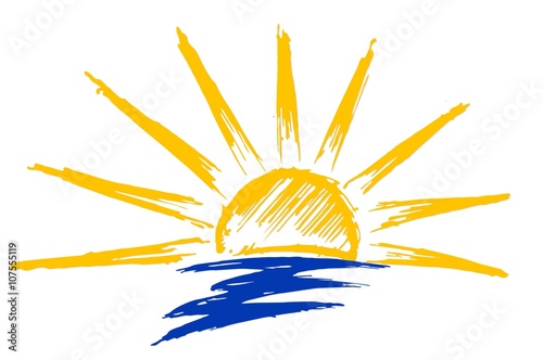 Drawing of sun and sea.