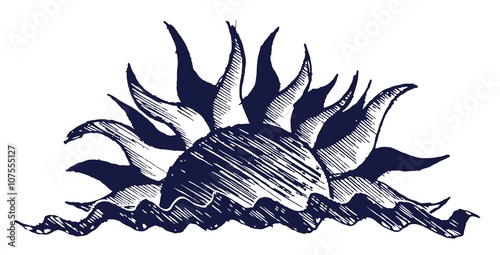 Drawing of sun and sea.