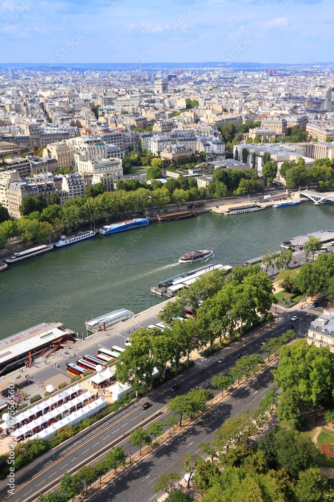 Paris cityscape with river Seine