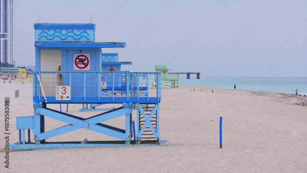 miami beach evening haulover park lifeguard tower 4k florida usa
