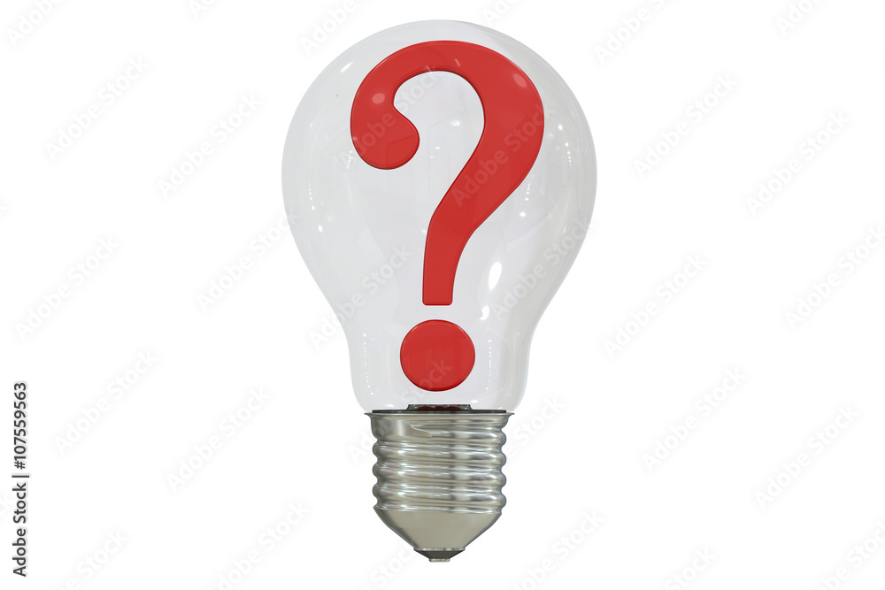 Business concept, question mark bulb. 3D rendering Business concept, question mark bulb. 3D rendering