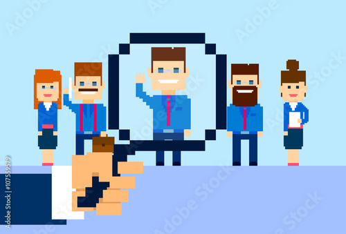 Recruitment Hand Zoom Magnifying Glass Picking Business Person Candidate People Group