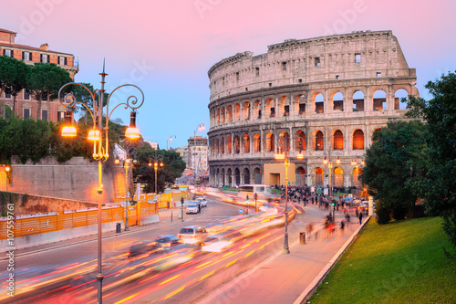 Print op canvas Colosseum, Rome, Italy, on sunset