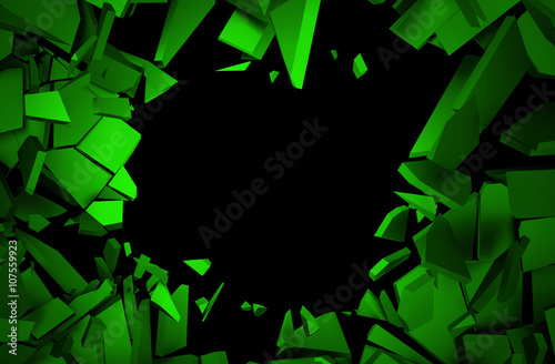 Fototapeta Naklejka Na Ścianę i Meble -  Abstract 3d rendering of cracked surface. Background with broken shape. Wall destruction. Explosion with debris. 