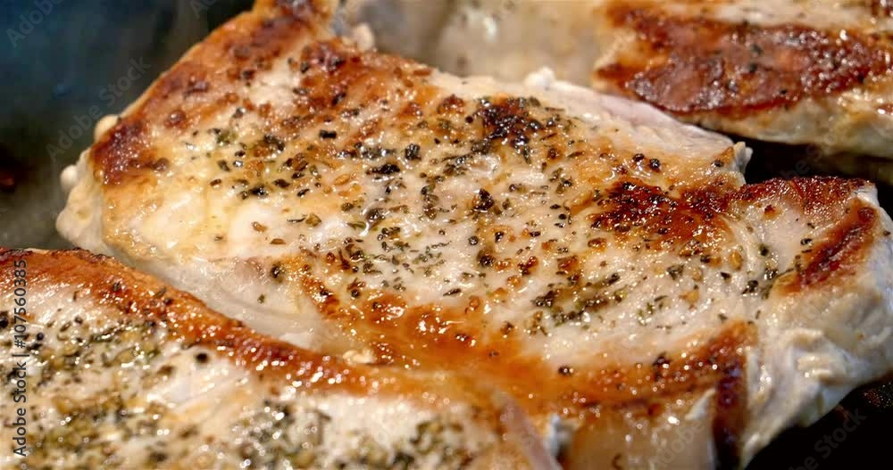 Home Preparing Of Pork Chops In Frying Pan Home Preparing Of Pork Chops In Frying Pan
