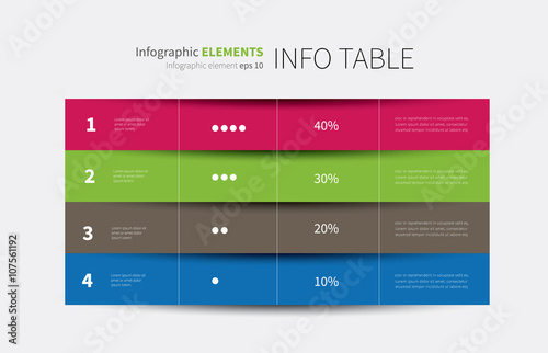 report infographic table options 4 / vector tabular graphic for summary with columns and rows