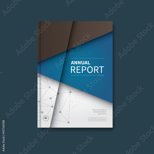 business annual graphic / vector booklet, brochure in elegant blue and brown
