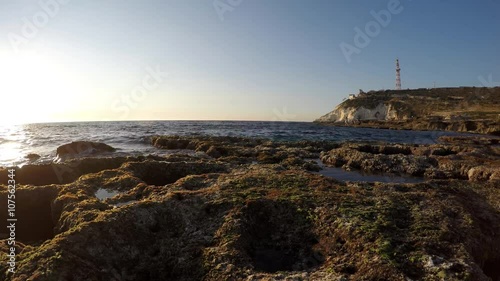 Achziv beach sunset time lapse photo