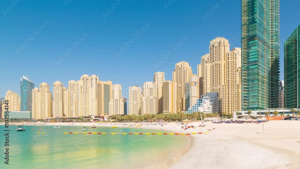 summer light dubai matina jbr beach lagoon panorama 4k time lapse uae
