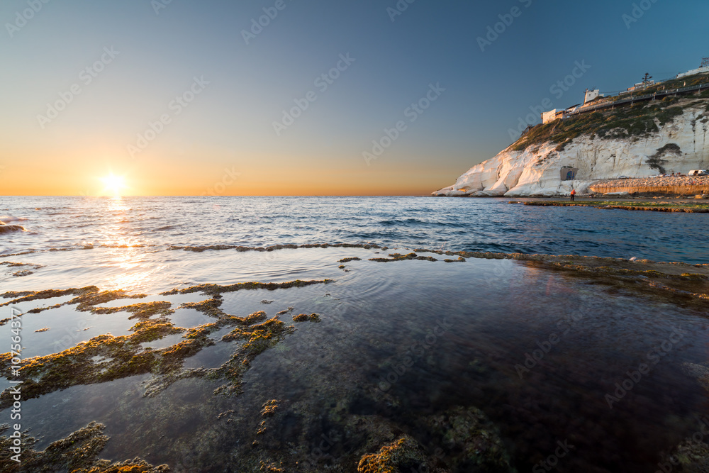View of Rosh Hanikra from Achziv Beach View of Rosh Hanikra from Achziv Beach