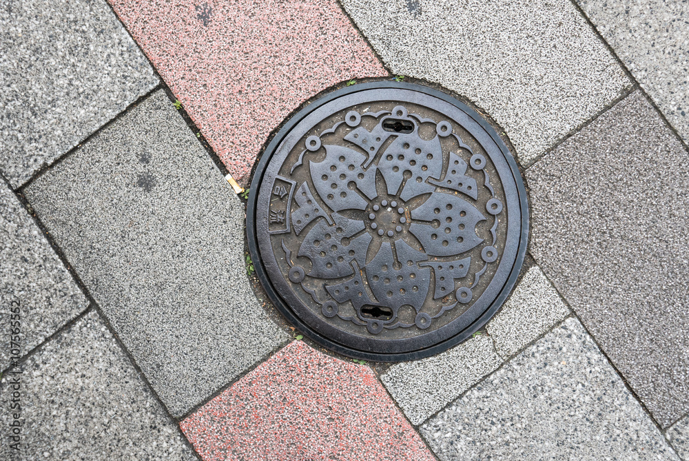 Manhole cover in Tokyo, Japan.