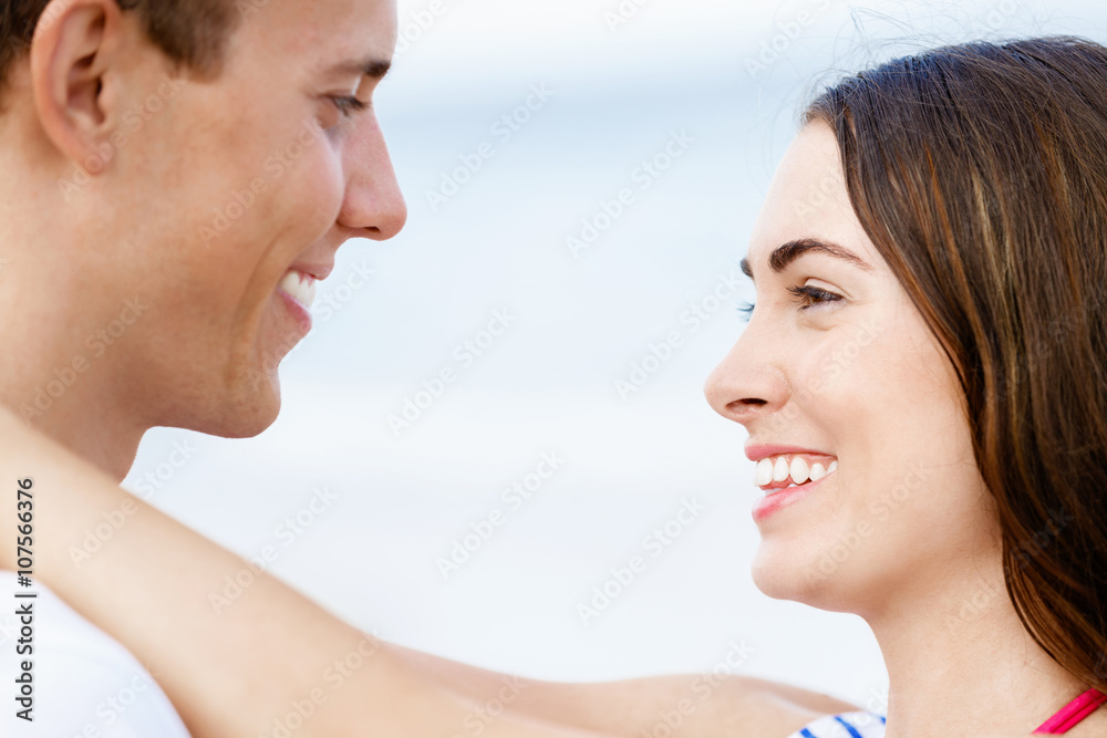 Romantic young couple on the beach Romantic young couple on the beach