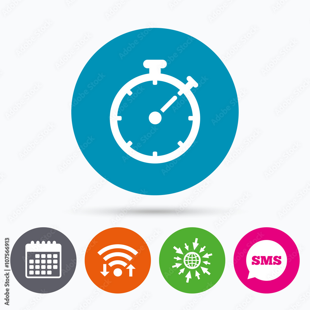 Timer sign icon. Stopwatch symbol. Timer sign icon. Stopwatch symbol.