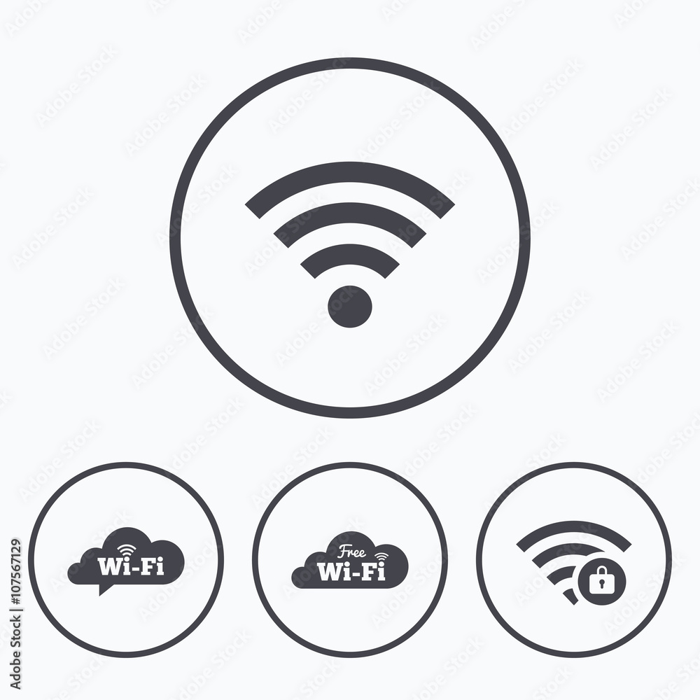 Wifi Wireless Network icons. Wi-fi zone locked. Wifi Wireless Network icons. Wi-fi zone locked.