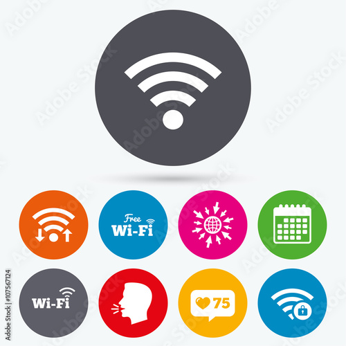 Wifi Wireless Network icons. Wi-fi zone locked.