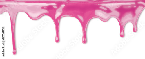 Flowing pink glaze isolated on white