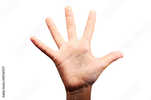 children's hand with five sign